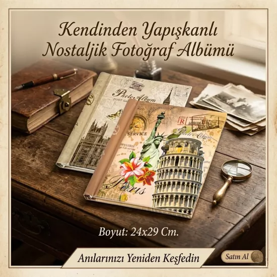 Kendinden Yapışkanlı Nostaljik  Albüm 24x29 Cm