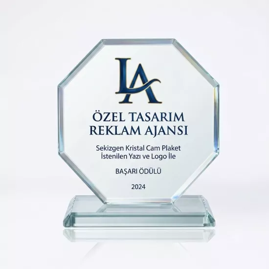 Sekizgen Kristal Cam Plaket