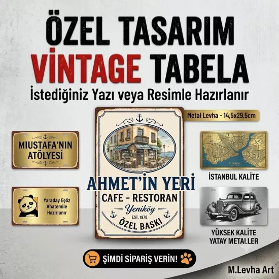 Vintage Tabela Metal Levha - 14,5x29,5cm