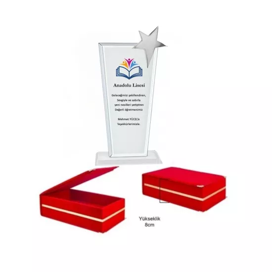   Kadife kutulu   Cam Kristal Plaket yıldızlı