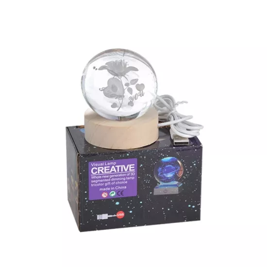 3D Led Işıklı I Love You Kristal Cam Küre 