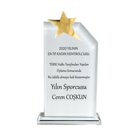 Kristal yıldızlı plaket