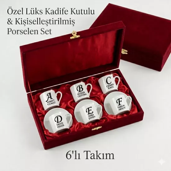 Türk Kahvesi Fincanı - 6’lı Aynalı Gümüş