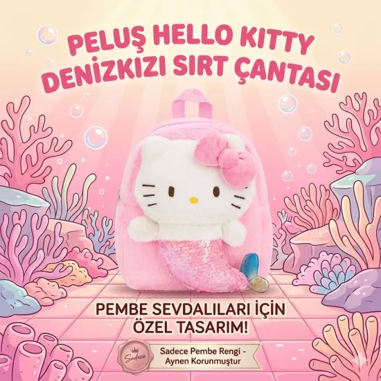 Peluş Hello Kitty Denizkızı Sırt Çantası