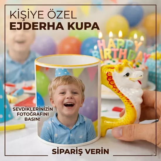 Sevimli Ejderha Figürlü Kupa Bardak