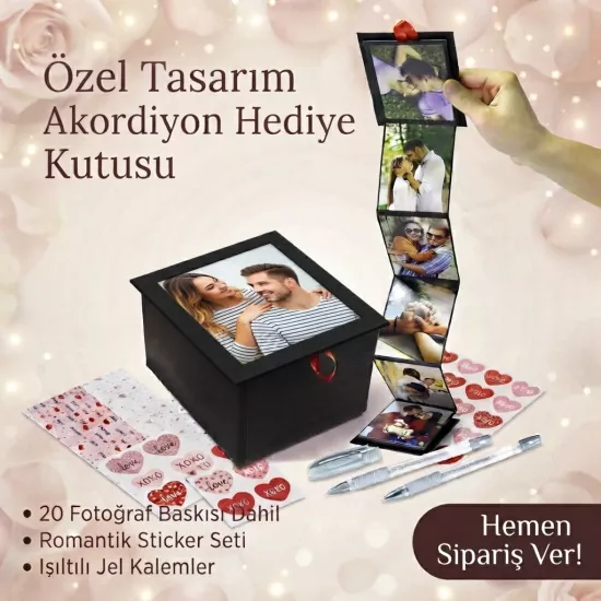 Siyah Akordiyon Hediye Kutusu 