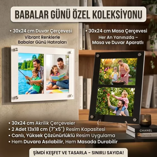 Akrilik İkili Fotoğraf Çerçevesi - 13x18cm