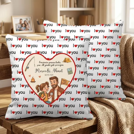 I Love You Kalp Desen  Yastık 