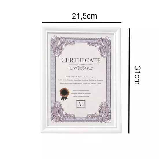 A4 Beyaz Diploma ve Sertifika Çerçevesi - 20x30cm