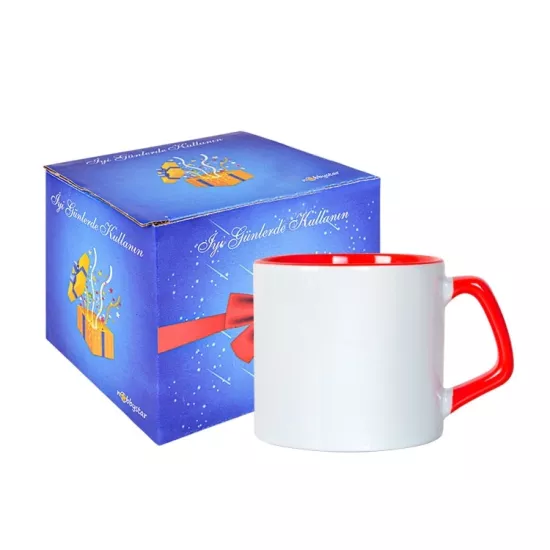 Afilli Porselen Kupa Bardak Kırmızı