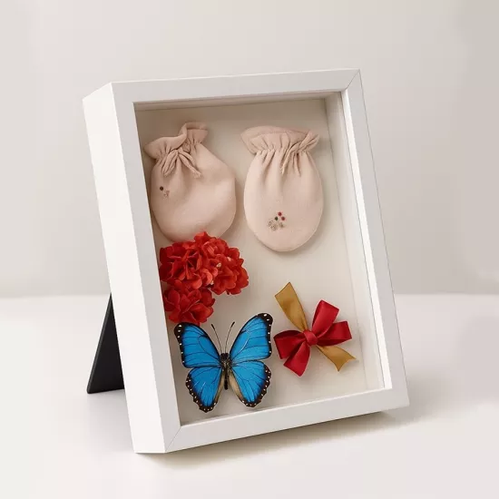 Ahşap Derin Beyaz Hatıra Kutusu - 17x22cm