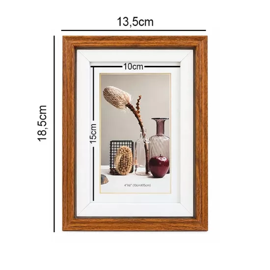 Ahşap Paspartulu Ceviz Rengi  Çerçeve - 10x15cm