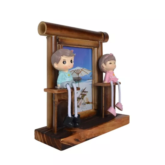 Bambu Kız Erkek Biblo Fotoğraf Çerçevesi