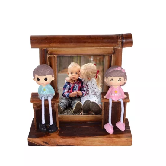 Bambu Kız Erkek Biblo Fotoğraf Çerçevesi