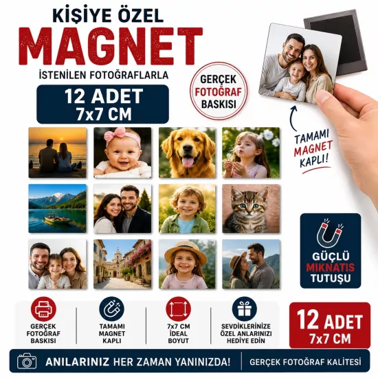 7x7 cm Magnet 12 li