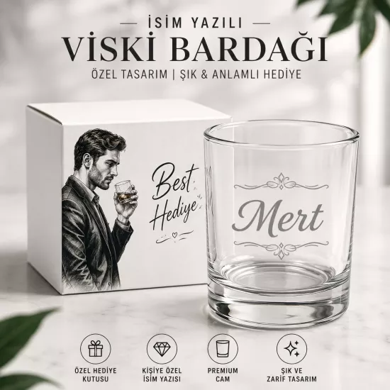 Şeffaf Cam Viski Bardağı - Kutulu