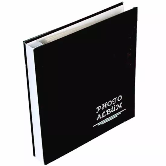 Siyah Yapışkanlı Deri Fotoğraf Albümü 