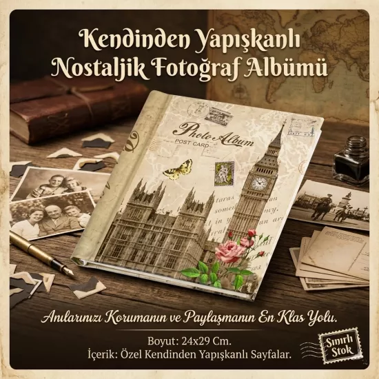 Kendinden Yapışkanlı Nostaljik  Albüm 24x29 Cm