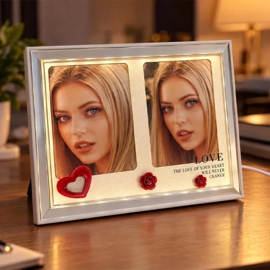 Dekoratif Çift Fotoğraflı Led Işıklı f Çerçeve