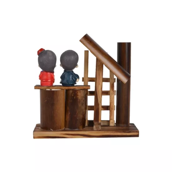 Dekoratif Kız ve Erkek Figürlü Ahşap Biblo