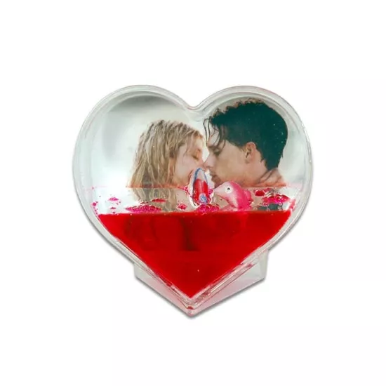 Fotoğraflı Kar Küresi  Dalga Kalpli(kırmızı)