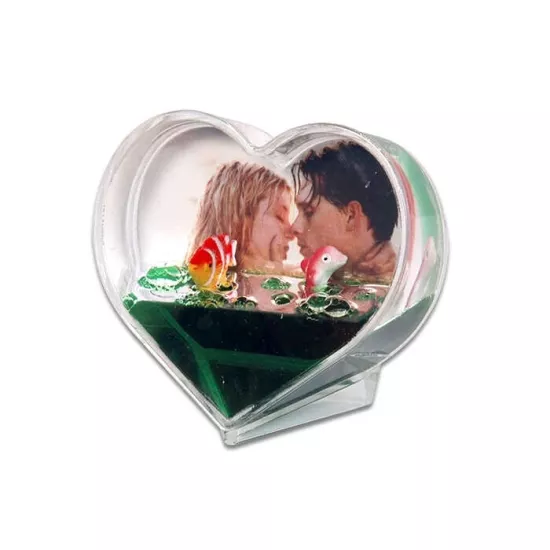 Fotoğraflı Kar Küresi Okyanus Dalga Kalpli(yeşil)