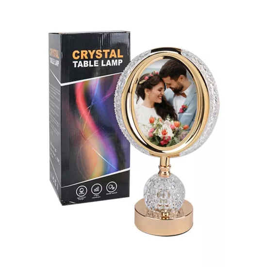 Fotoğraflı Kristal Ledli Masa Lambası - 20x34cm