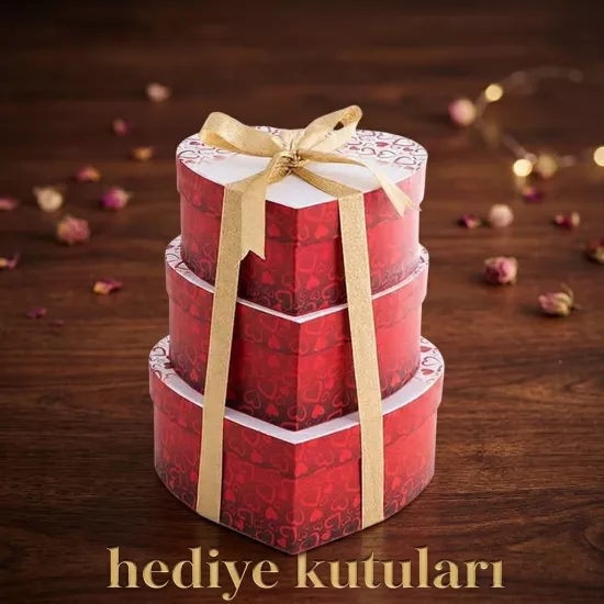 3 lü kalp hediye kutuları