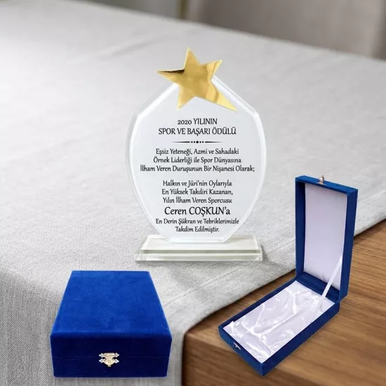Kristal  plaket-kadife kutulu