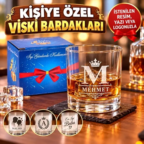 Şeffaf Cam Viski Bardağı - Kutulu