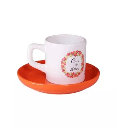 Kahve Fincanı Turuncu Tabaklı 2 adet