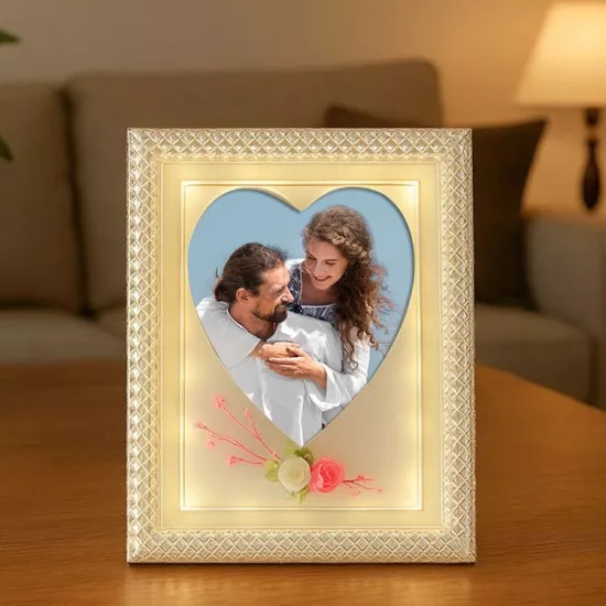 Kalpli Led Işıklı Kristal Fotoğraf Çerçevesi