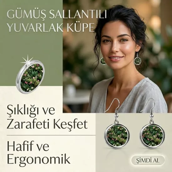 Gümüş Sallantılı Yuvarlak Küpe