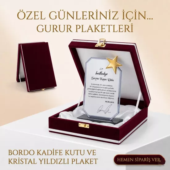 Kristal plaket-bordo kutu