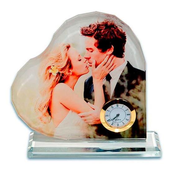 Kristal Plaket Kalp Saatli