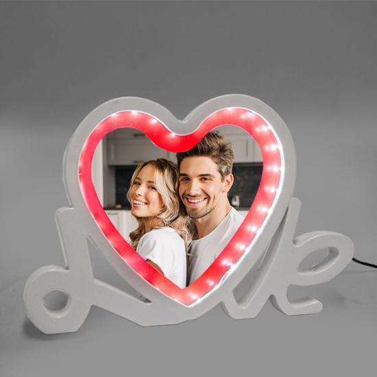 Led Işıklı Love Fotoğraflı Sihirli Ayna