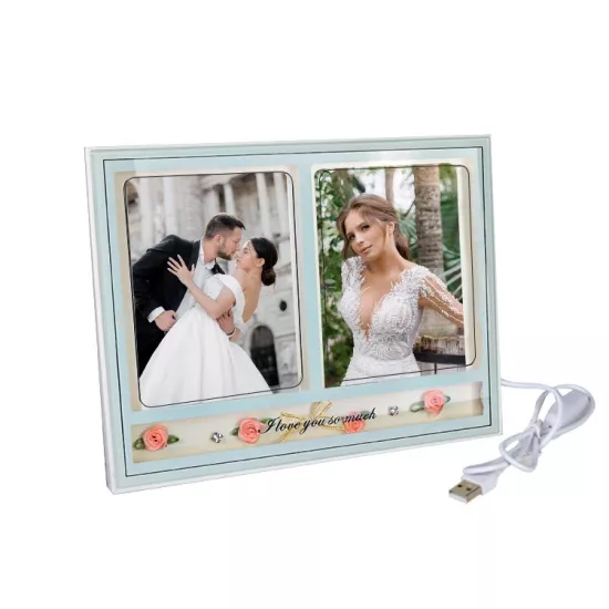 Ledli Işıklı Çift Fotoğraflı Çerçeve - 20x25cm