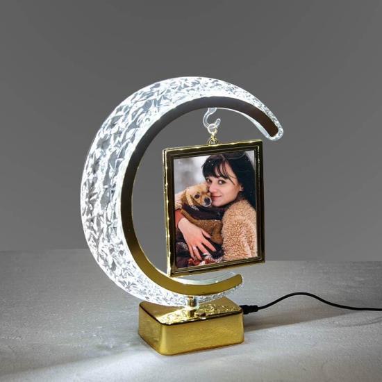 Led’li Kristal Hilal Dikey Fotoğraf Çerçevesi