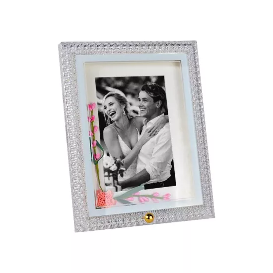 Ledli Pembe Çiçekli Fotoğraf Çerçevesi - 18x23cm