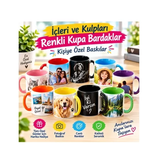 Kulpları ve içleri renkli kupalar