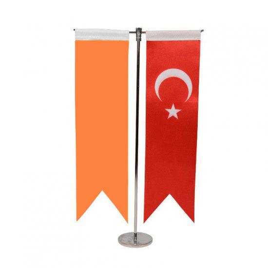 Kırlangıç Beyaz & Türk Saten Masa Bayrağı