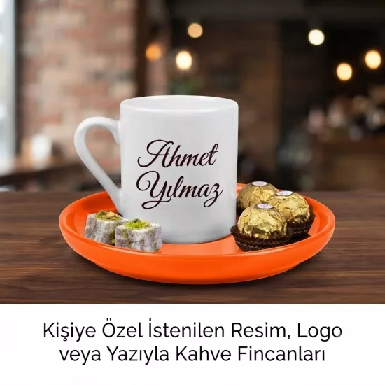 Kahve Fincanı Turuncu Tabaklı 2 adet