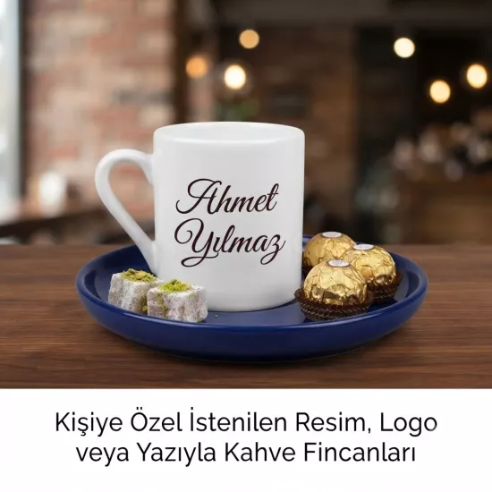 Kahve Fincanı Kobalt Mavi Tabaklı 2 adet