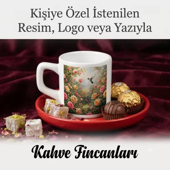 Kahve Fincanı Kırmızı Tabaklı 2 adet