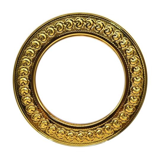 Gül Desenli Gold Metal Tabak - 25cm