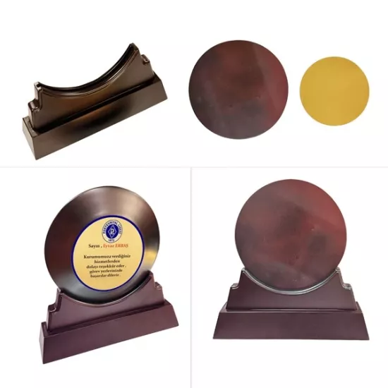 Ahşap Kaideli Tabak Plaket (İki Parça )