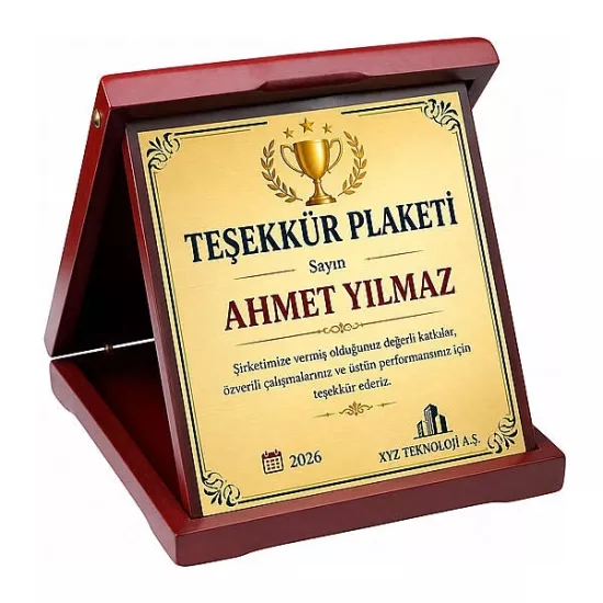 Ahşap Kutulu Plaket 20x20 cm - Yatay
