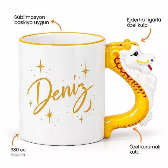 Sevimli Ejderha Figürlü Kupa Bardak