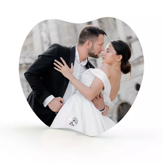 Kalpli Kristal Cam Çerçeve - 17x19cm