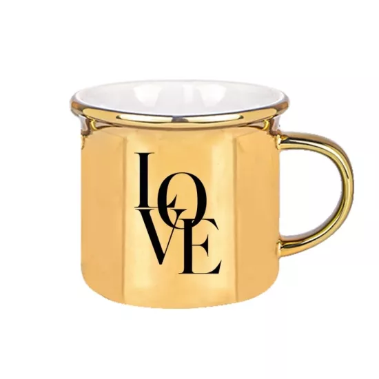 Altın Enamel Kupa Bardak - Kutulu 2 adet